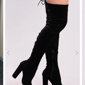 Black thigh high boots